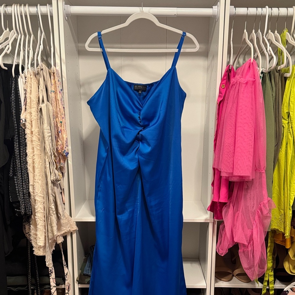 Eloquii Vibrant Blue Satin Dress